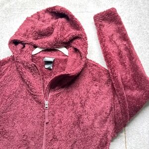 The North Face Women's Burgundy Furry‎ Fleece Full Zip Hoodie Jacket Medium